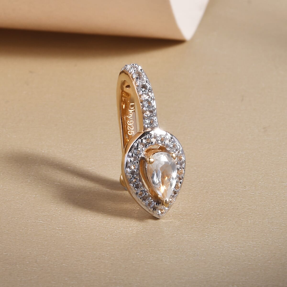White Topaz Ear Cuff in Vermeil Yellow Gold Over Sterling Silver 0.40 ctw image number 1