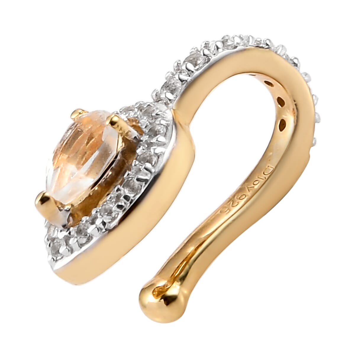 White Topaz Ear Cuff in Vermeil Yellow Gold Over Sterling Silver 0.40 ctw image number 3