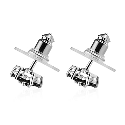 Thai Black Spinel Floral Stud Earrings in Sterling Silver 0.85 ctw
