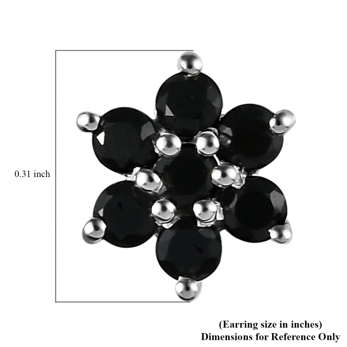 Natural Thai Black Spinel Floral Stud Earrings in Sterling Silver 0.85 ctw image number 4