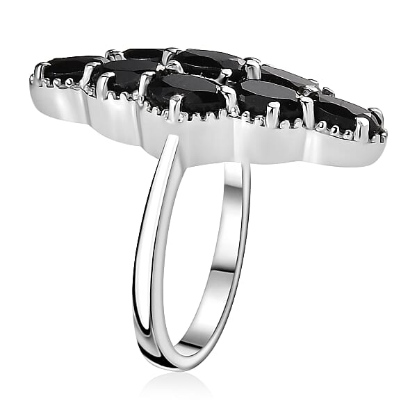 Thai Black Spinel Elongated Ring in Stainless Steel (Size 10.0) 5.60 ctw , Tarnish-Free, Waterproof, Sweat Proof Jewelry