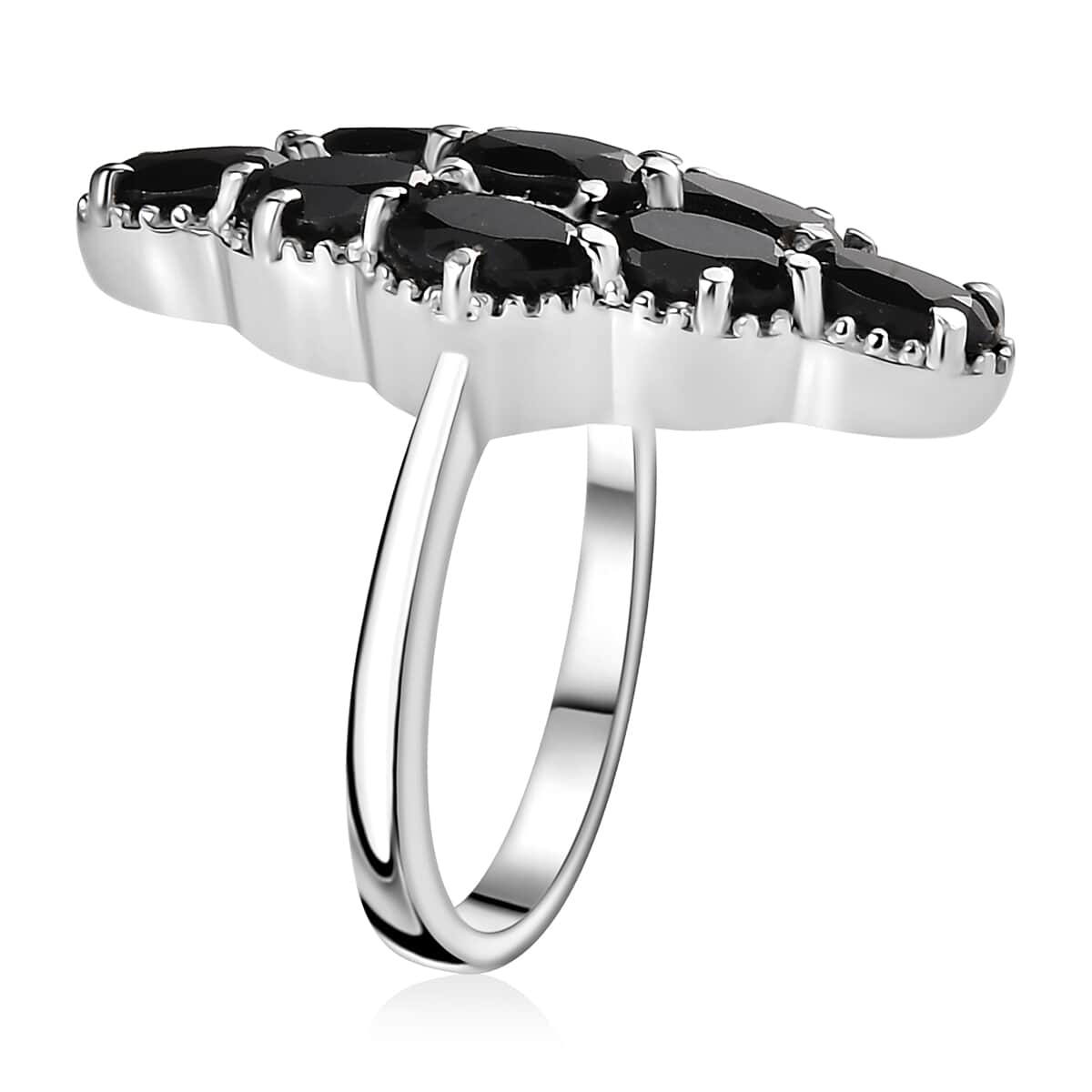 Natural Thai Black Spinel Elongated Ring in Stainless Steel (Size 6.0) 5.40 ctw image number 3