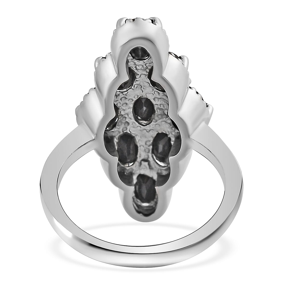 Thai Black Spinel Elongated Ring in Stainless Steel (Size 10.0) 5.60 ctw , Tarnish-Free, Waterproof, Sweat Proof Jewelry