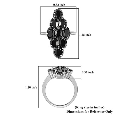 Thai Black Spinel Elongated Ring in Stainless Steel (Size 10.0) 5.60 ctw , Tarnish-Free, Waterproof, Sweat Proof Jewelry