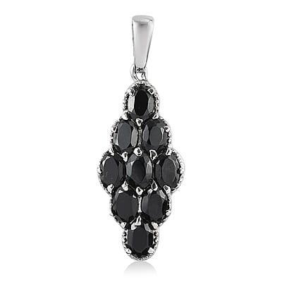 Thai Black Spinel Pendant in Stainless Steel 5.50 ctw , Tarnish-Free, Waterproof, Sweat Proof Jewelry