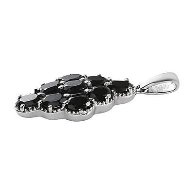 Thai Black Spinel Pendant in Stainless Steel 5.50 ctw , Tarnish-Free, Waterproof, Sweat Proof Jewelry