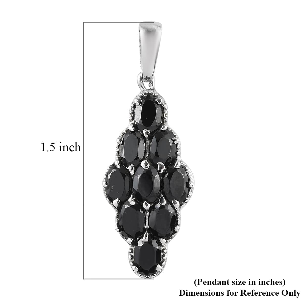 Thai Black Spinel Pendant in Stainless Steel 5.50 ctw , Tarnish-Free, Waterproof, Sweat Proof Jewelry image number 5