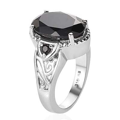 Thai Black Spinel Ring in Stainless Steel (Size 10.0) 7.50 ctw , Tarnish-Free, Waterproof, Sweat Proof Jewelry