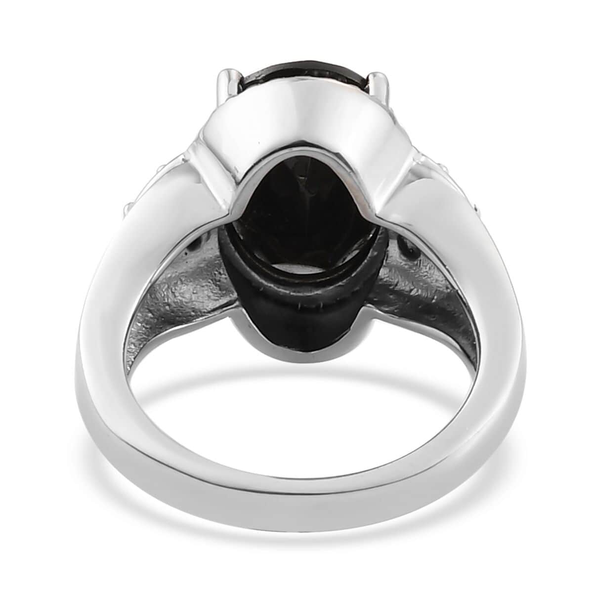 Natural Thai Black Spinel Ring in Stainless Steel 7.30 ctw image number 4