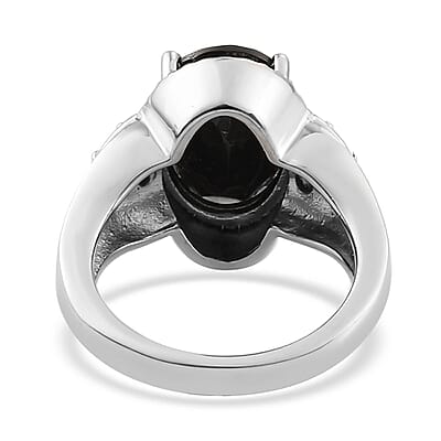 Thai Black Spinel Ring in Stainless Steel (Size 10.0) 7.50 ctw , Tarnish-Free, Waterproof, Sweat Proof Jewelry