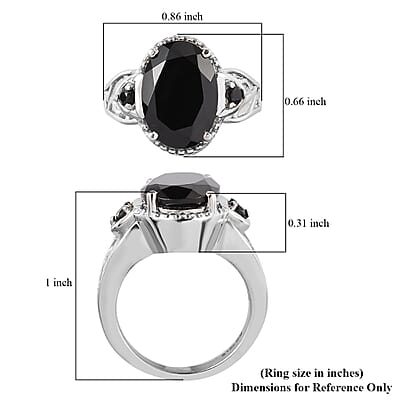 Thai Black Spinel Ring in Stainless Steel (Size 10.0) 7.50 ctw , Tarnish-Free, Waterproof, Sweat Proof Jewelry
