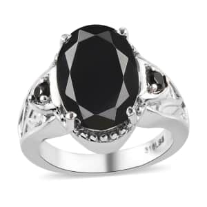 Thai Black Spinel Ring in Stainless Steel (Size 5.0) 7.50 ctw , Tarnish-Free, Waterproof, Sweat Proof Jewelry