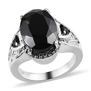 Thai Black Spinel Ring in Stainless Steel (Size 9.0) 7.50 ctw , Tarnish-Free, Waterproof, Sweat Proof Jewelry