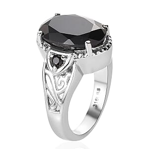 Thai Black Spinel Ring in Stainless Steel (Size 9.0) 7.50 ctw , Tarnish-Free, Waterproof, Sweat Proof Jewelry