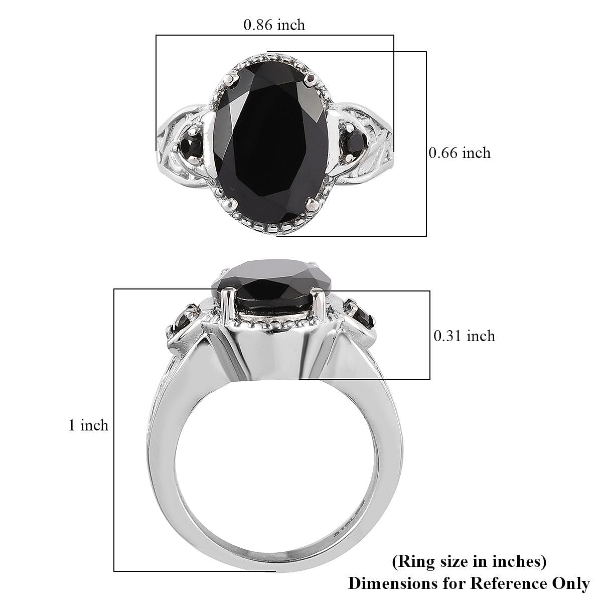 Thai Black Spinel Ring in Stainless Steel (Size 9.0) 7.50 ctw , Tarnish-Free, Waterproof, Sweat Proof Jewelry image number 5