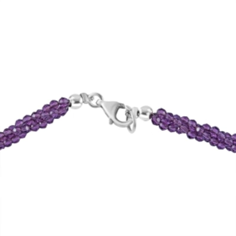African Amethyst 100.00 ctw Necklace in Sterling Silver 18 Inches