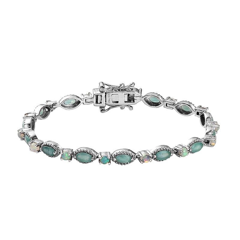 Premium Grandidierite and Premium Ethiopian Welo Opal Bracelet in Platinum Over Sterling Silver (6.50 In) 4.35 ctw