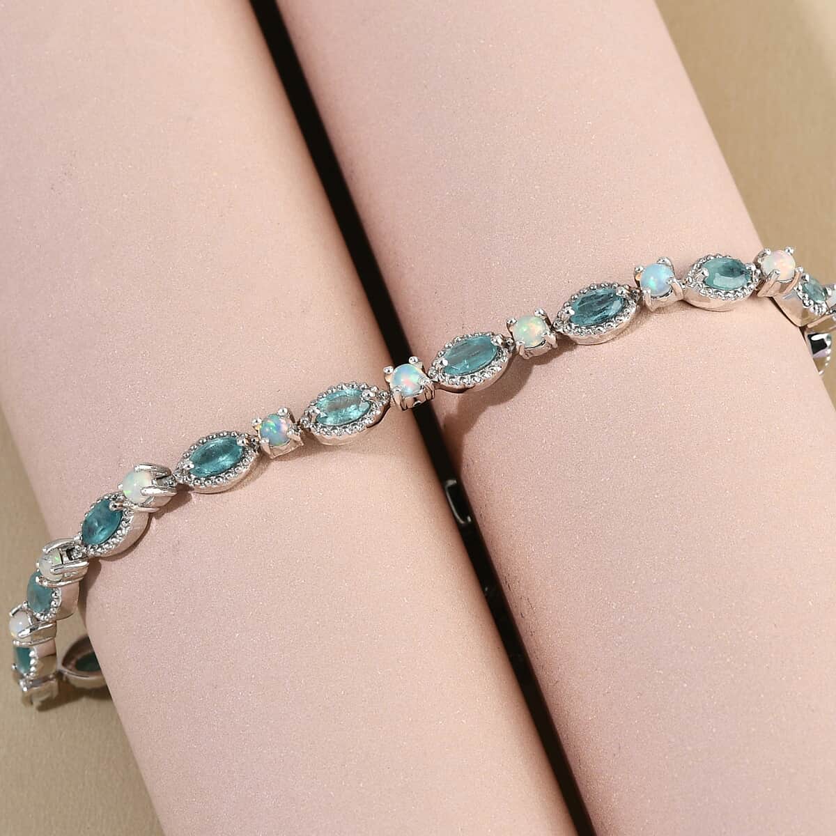 Premium Grandidierite and Premium Ethiopian Welo Opal Bracelet in Platinum Over Sterling Silver (6.50 In) 9.70 Grams 4.35 ctw image number 1