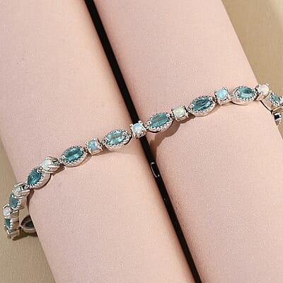 Premium Grandidierite and Premium Ethiopian Welo Opal Bracelet in Platinum Over Sterling Silver (6.50 In) 4.35 ctw