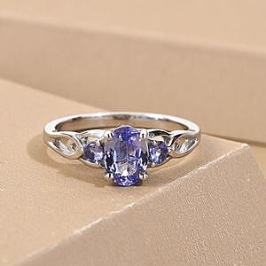 Tanzanite 0.92 ctw Ring in Platinum Over Sterling Silver (Size 10.0)