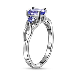 Tanzanite 0.92 ctw Ring in Platinum Over Sterling Silver (Size 10.0)