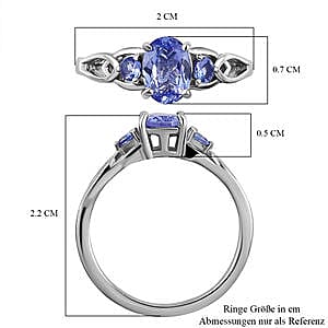 Tanzanite 0.92 ctw Ring in Platinum Over Sterling Silver (Size 10.0)
