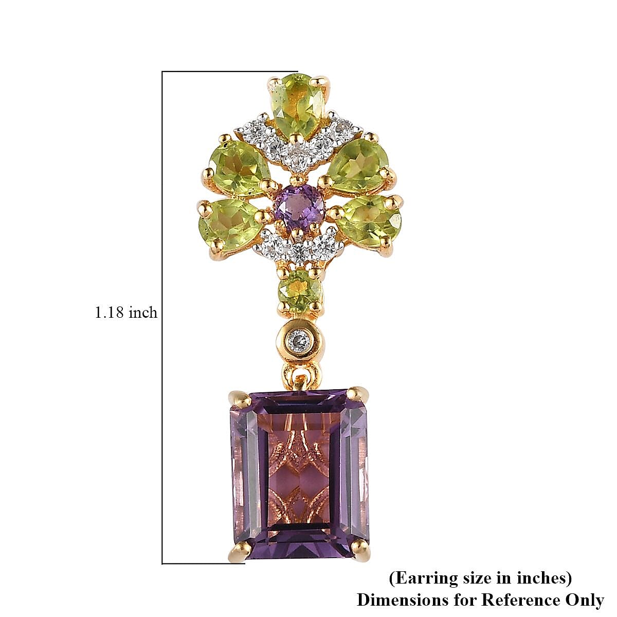 Bolivian Amethyst and Multi Gemstone Dangling Floral Earrings in Vermeil Yellow Gold Over Sterling Silver 9.10 ctw image number 4