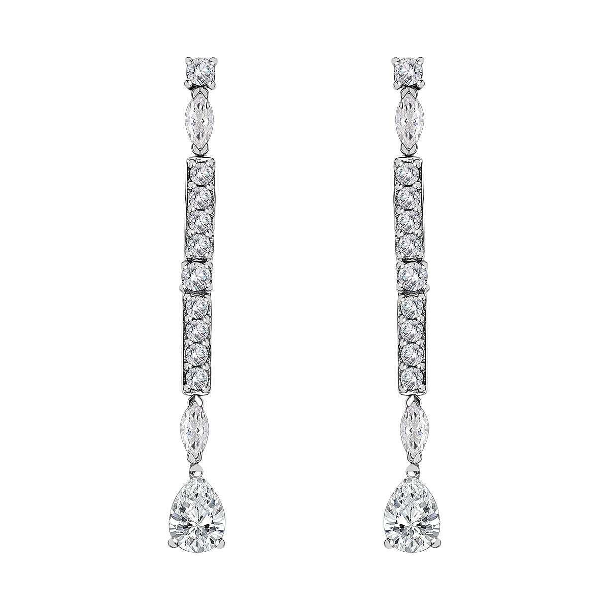 Moissanite 3.00 ctw Dangling Earrings in Platinum Over Sterling Silver