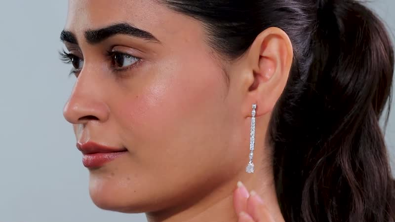 Moissanite 3.00 ctw Dangling Earrings in Platinum Over Sterling Silver