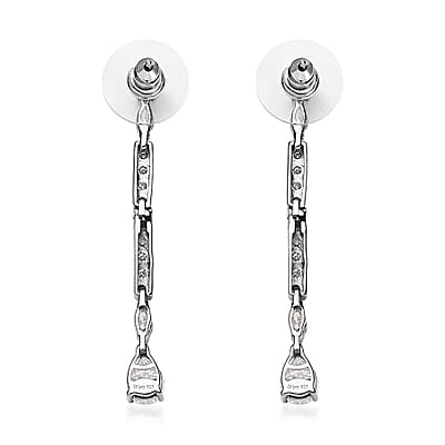 Moissanite 3.00 ctw Dangling Earrings in Platinum Over Sterling Silver