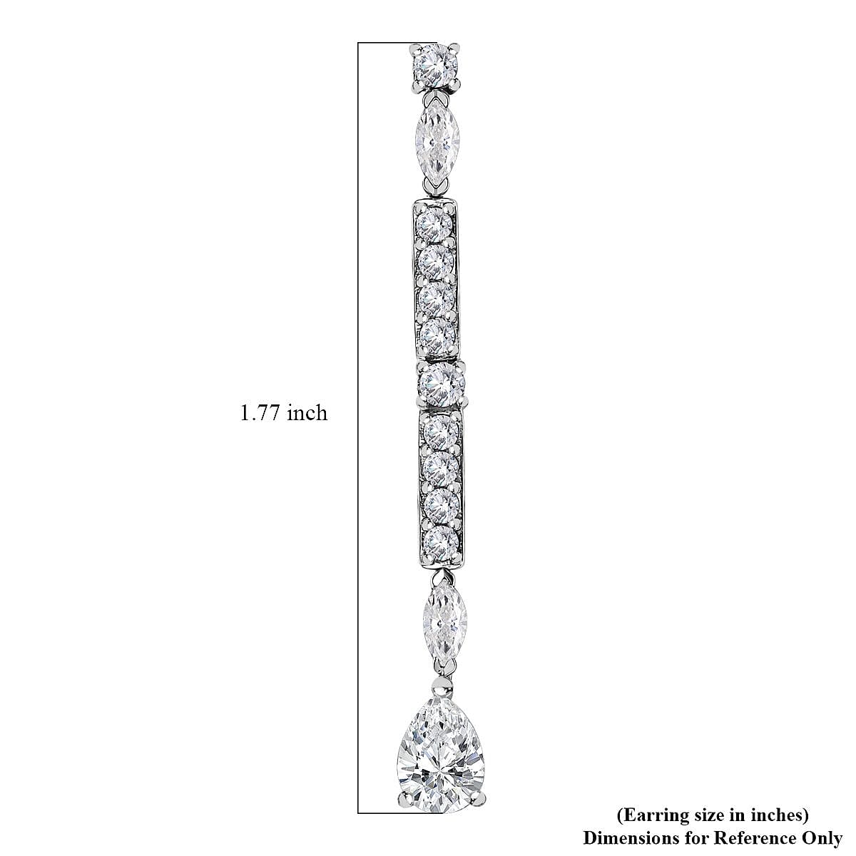 Moissanite 3.00 ctw Dangling Earrings in Platinum Over Sterling Silver