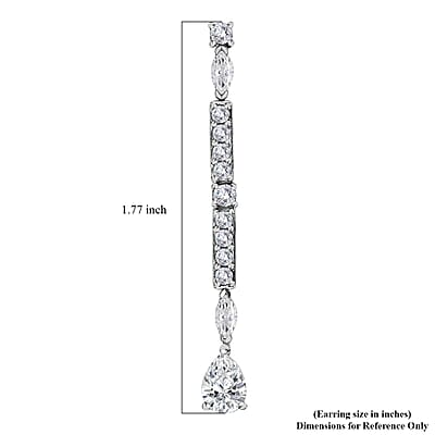 Moissanite 3.00 ctw Dangling Earrings in Platinum Over Sterling Silver