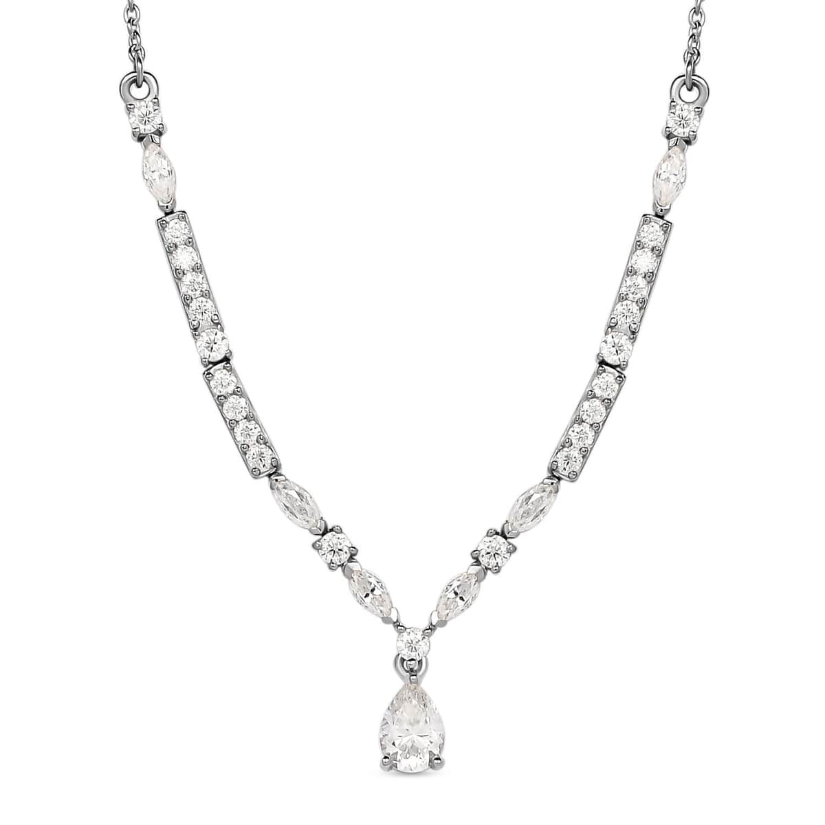 Moissanite 2.50 ctw Necklace 18 Inches in Platinum Over Sterling Silver image number 0