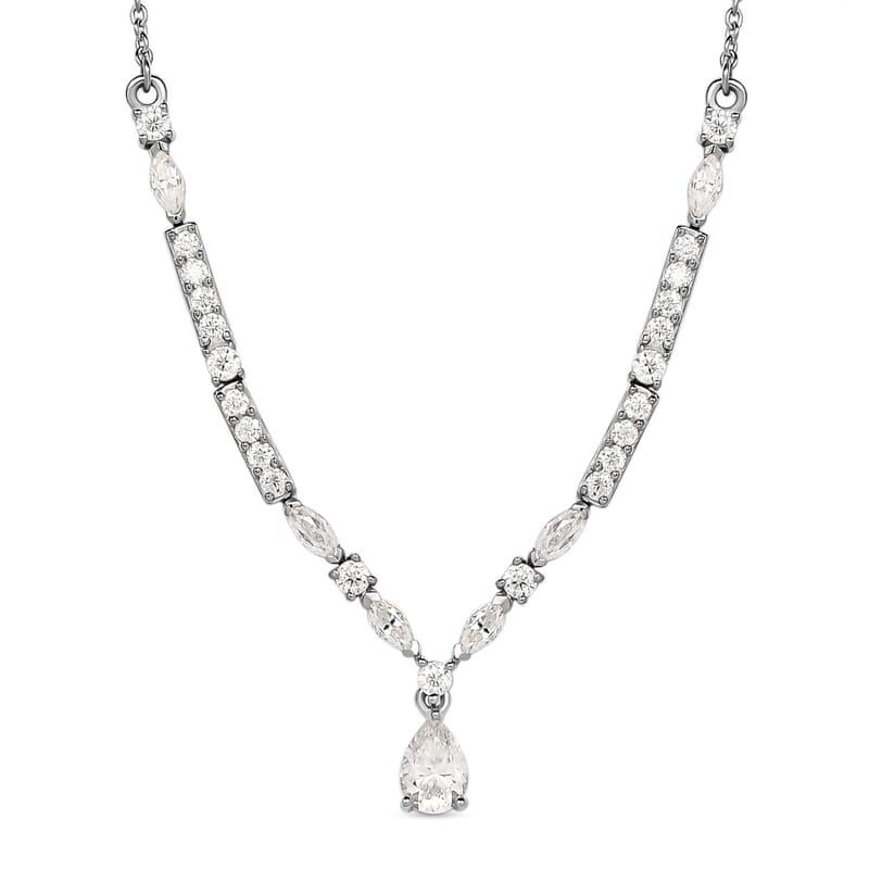 Moissanite 2.50 ctw Necklace 18 Inches in Platinum Over Sterling Silver