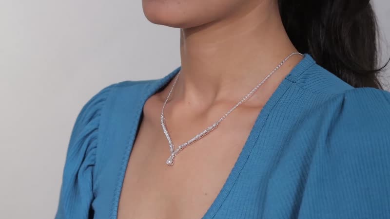 Moissanite 2.50 ctw Necklace 18 Inches in Platinum Over Sterling Silver