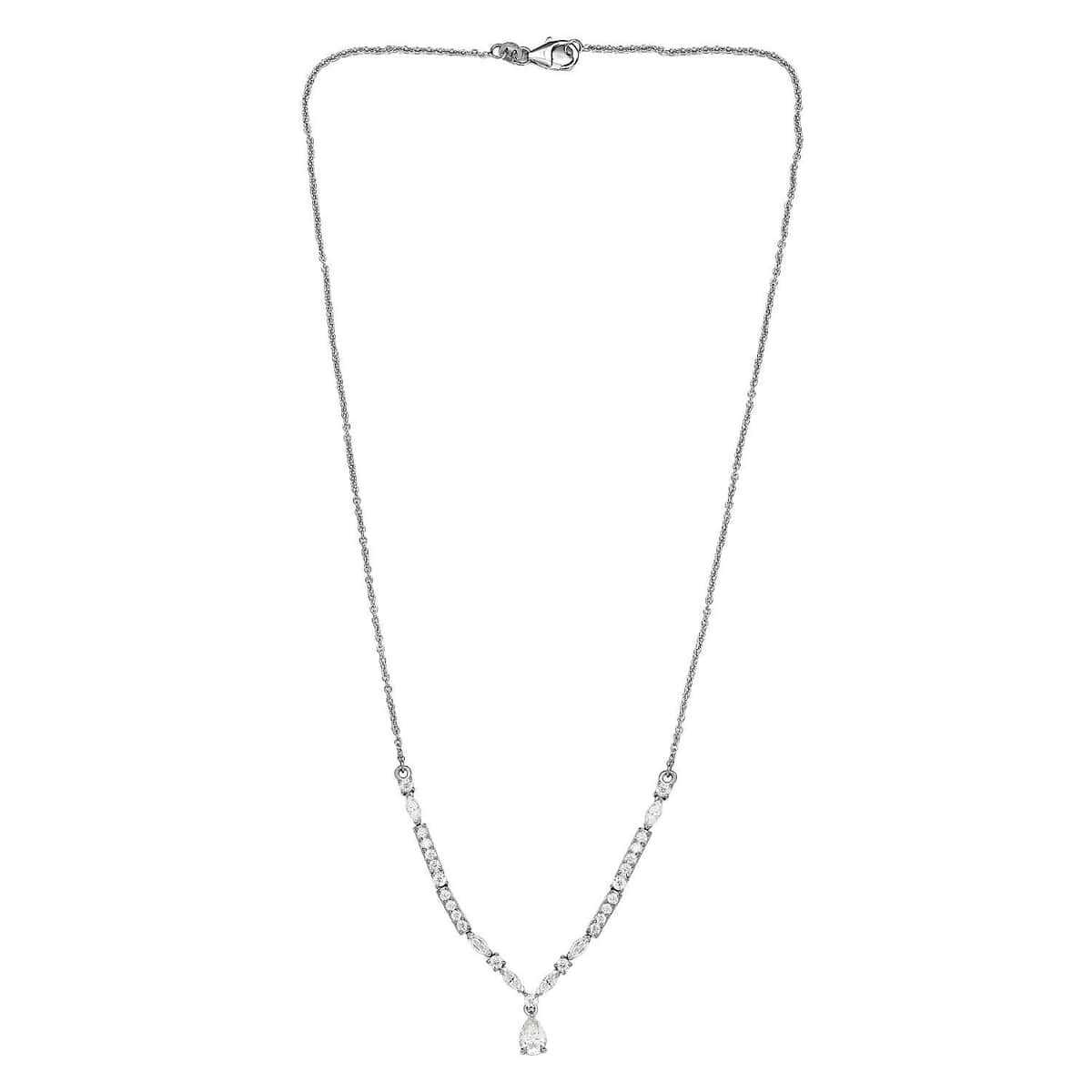 Moissanite 2.50 ctw Necklace 18 Inches in Platinum Over Sterling Silver image number 3