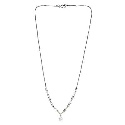 Moissanite 2.50 ctw Necklace 18 Inches in Platinum Over Sterling Silver