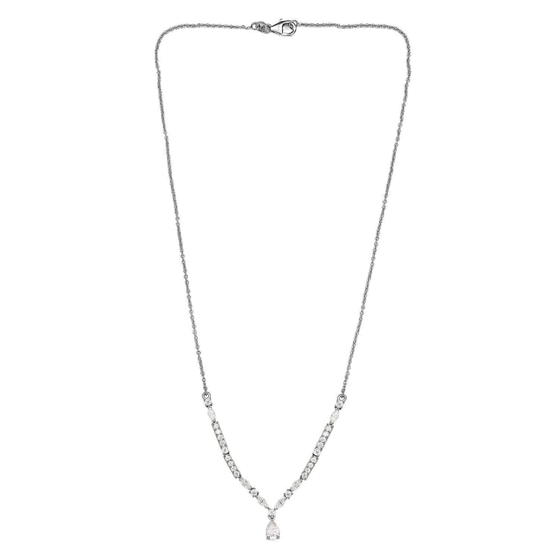 Moissanite 2.50 ctw Necklace 18 Inches in Platinum Over Sterling Silver