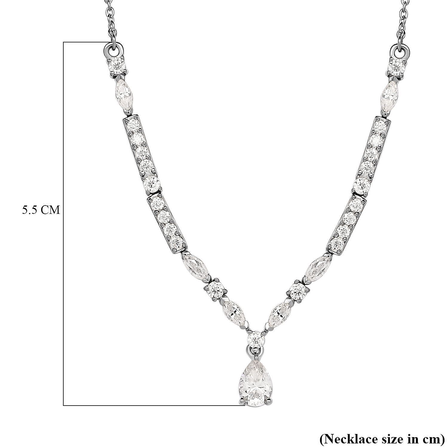 Moissanite 2.50 ctw Necklace 18 Inches in Platinum Over Sterling Silver
