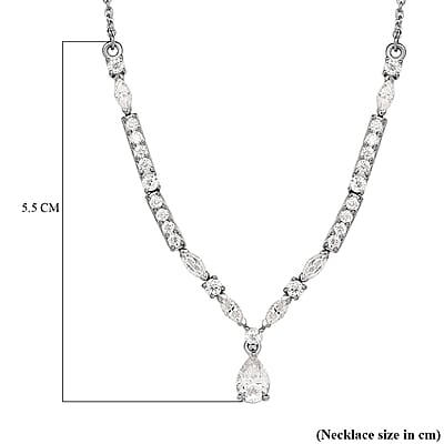 Moissanite 2.50 ctw Necklace 18 Inches in Platinum Over Sterling Silver