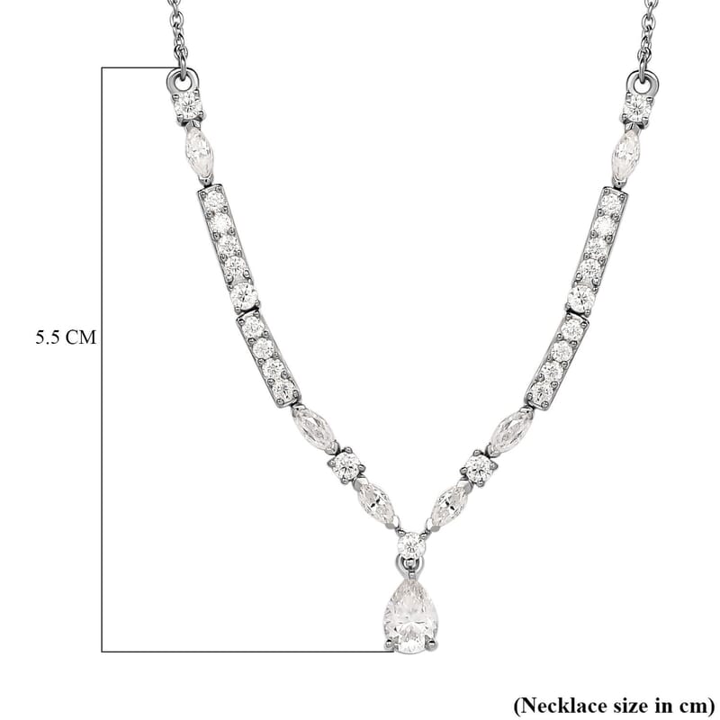Moissanite 2.50 ctw Necklace 18 Inches in Platinum Over Sterling Silver