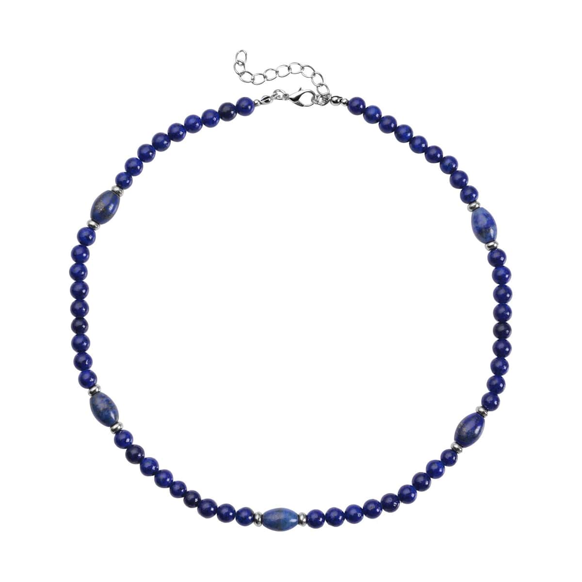 Lapis Lazuli Beaded Necklace 18-20 Inches in Silvertone 137.00 ctw image number 0