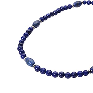 Lapis Lazuli Beaded Necklace 18-20 Inches in Silvertone 137.00 ctw
