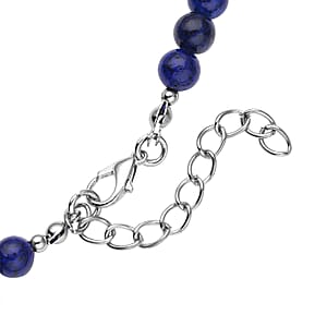 Lapis Lazuli Beaded Necklace 18-20 Inches in Silvertone 137.00 ctw