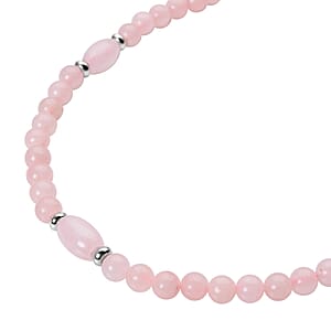 Galilea Rose Quartz Beaded Necklace 18-20 Inches in Silvertone 137.00 ctw