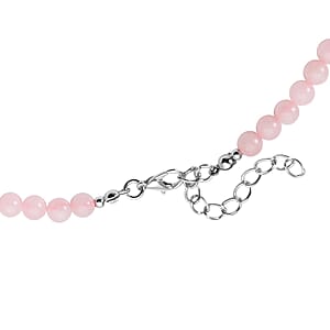 Galilea Rose Quartz Beaded Necklace 18-20 Inches in Silvertone 137.00 ctw