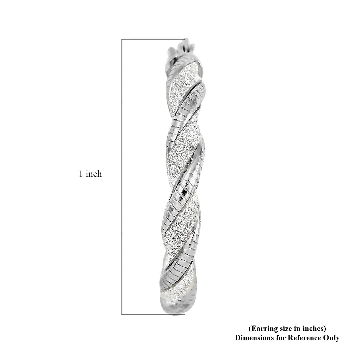 Rhodium Over Sterling Silver Twisted Hoop Earrings 2.95 Grams