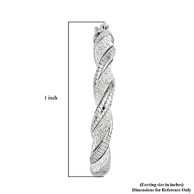 Rhodium Over Sterling Silver Twisted Hoop Earrings 2.95 Grams