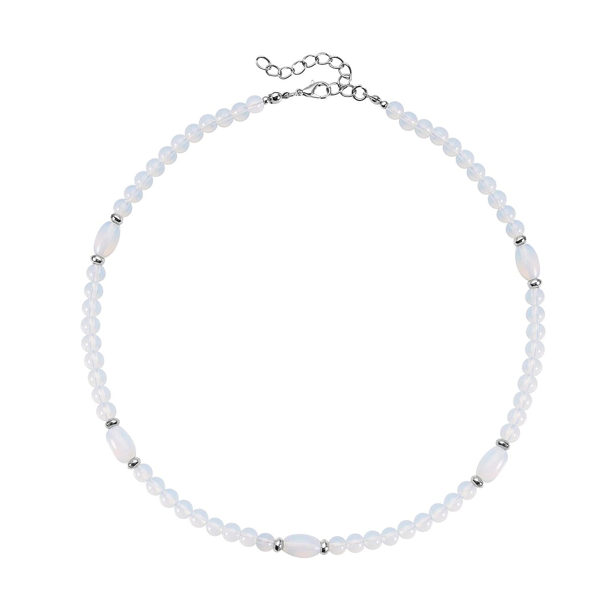 Opalite 137.00 ctw Beaded Necklace 18-20 Inches in Silvertone image number 0