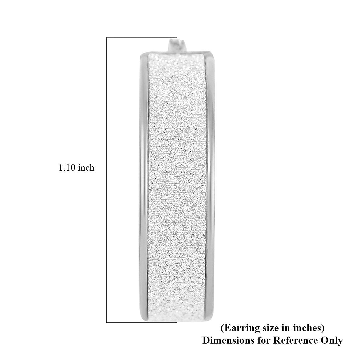Rhodium Over Sterling Silver Sparkle Hoop Earrings 3.75 Grams